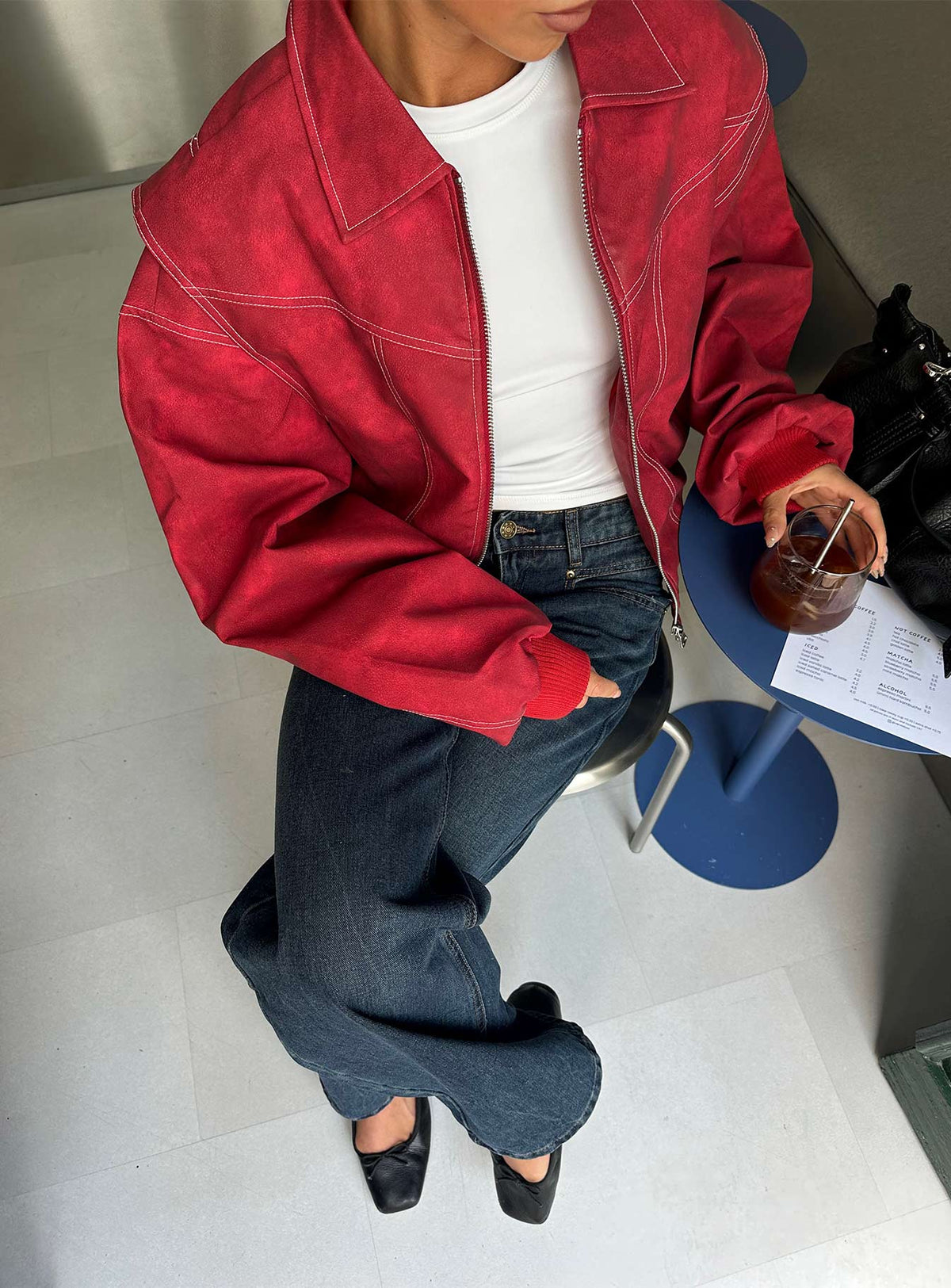 Chaqueta Bomber Oversize con Cremallera y Bolsillos Laterales 0
