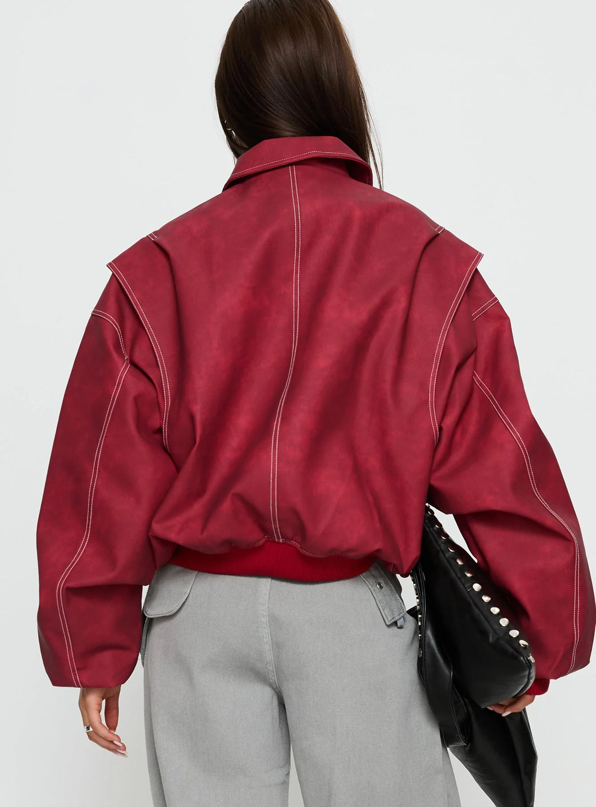 Chaqueta Bomber Oversize con Cremallera y Bolsillos Laterales 4