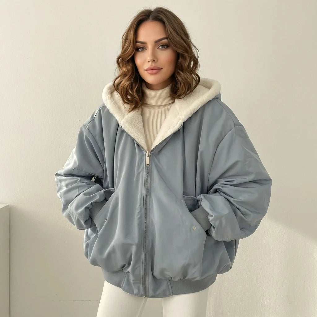 Chaqueta Bomber Reversible de Peluche con Capucha 0