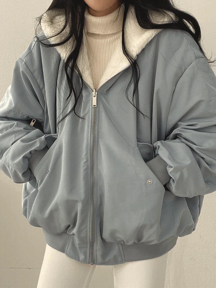 Chaqueta Bomber Reversible de Peluche con Capucha 3