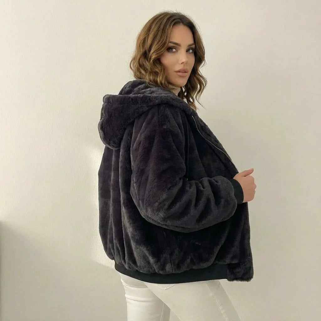 Chaqueta Bomber Reversible de Peluche con Capucha 5