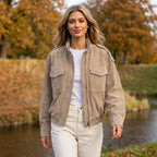 Chaqueta Bomber con Acabado de Ante y Cuello Alto 4