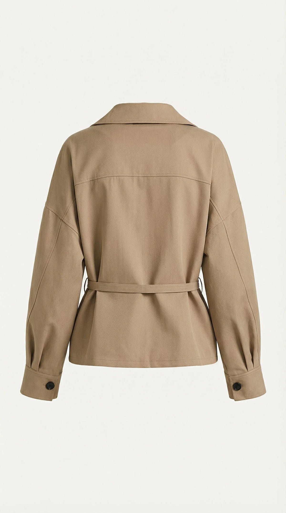 Chaqueta Corta Vintage con Cuello Vuelto y Cinturón 4