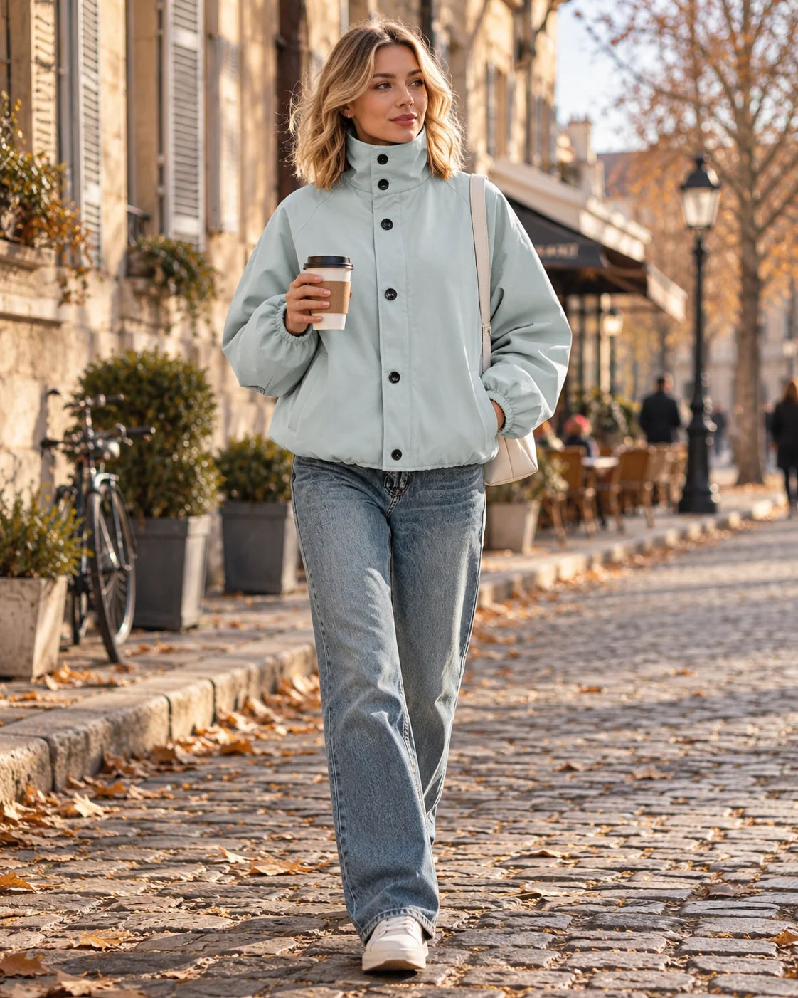 Chaqueta Cortavientos Oversize con Cuello Alto y Mangas Abullonadas 4