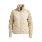 Chaqueta Híbrida Acolchada con Mangas de Punto Trenzado y Cuello Alto 7