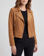 Chaqueta Motera Corta con Cremallera y Cuello de Solapa 0