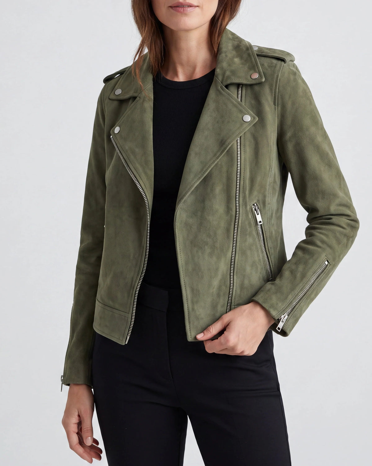 Chaqueta Motera Corta con Cremallera y Cuello de Solapa 2