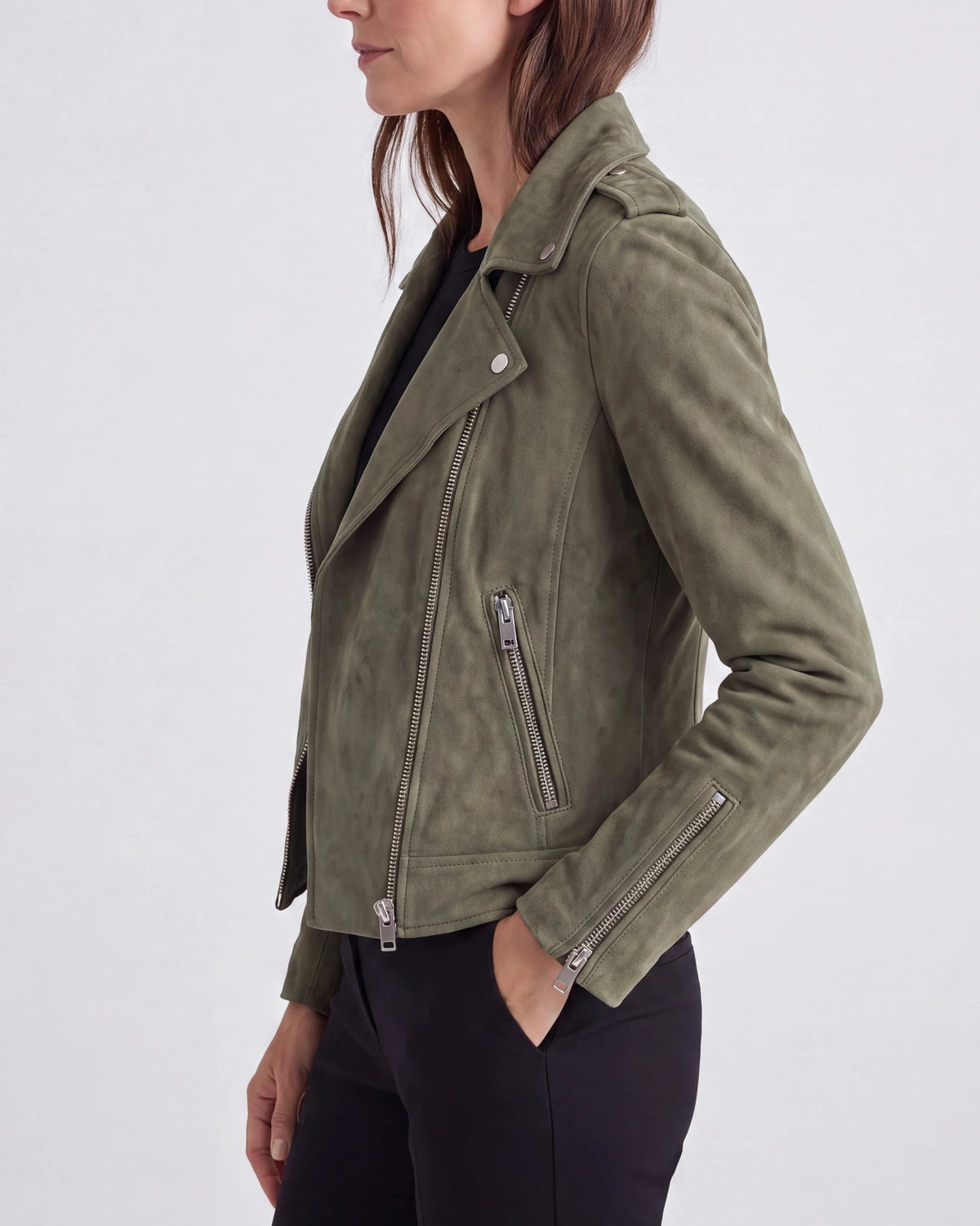 Chaqueta Motera Corta con Cremallera y Cuello de Solapa 3