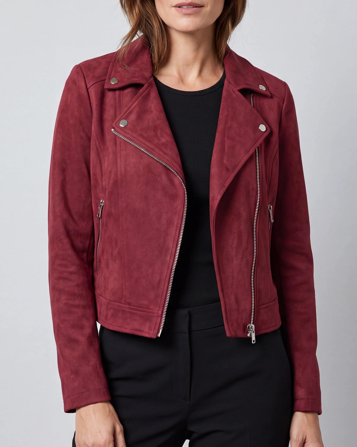 Chaqueta Motera Corta con Cremallera y Cuello de Solapa 4
