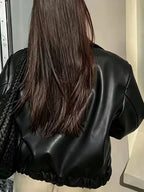Chaqueta Oversize de Piel Sintética con Cremallera Frontal y Hombros Caídos 3