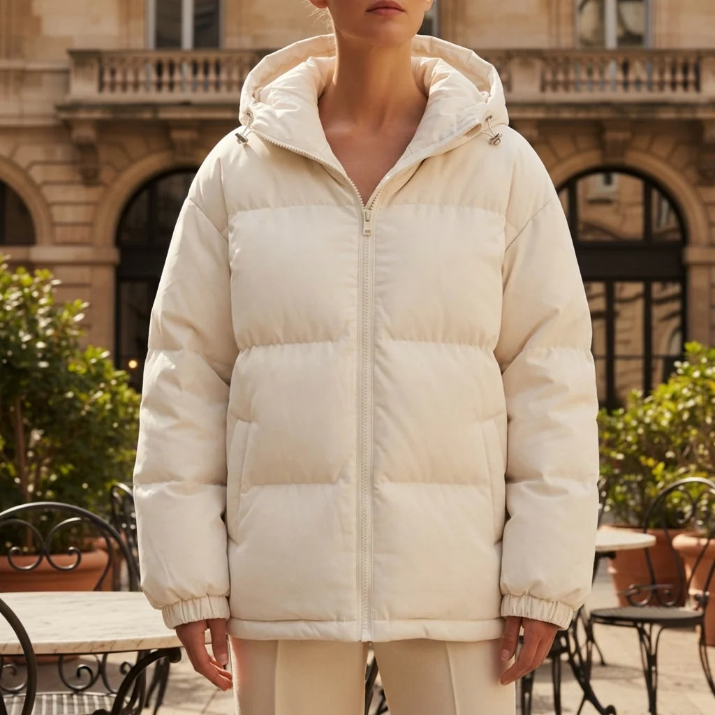 Chaqueta con Capucha de Mezcla de Algodón – Cremallera Frontal Moderna y Cómoda 0