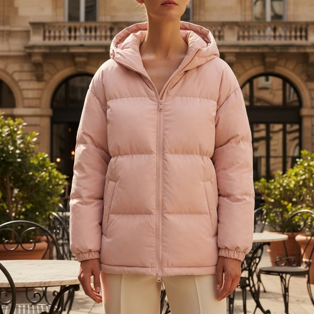 Chaqueta con Capucha de Mezcla de Algodón – Cremallera Frontal Moderna y Cómoda 1