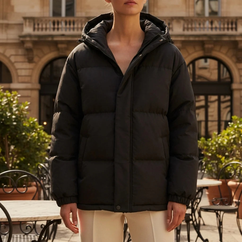 Chaqueta con Capucha de Mezcla de Algodón – Cremallera Frontal Moderna y Cómoda 4