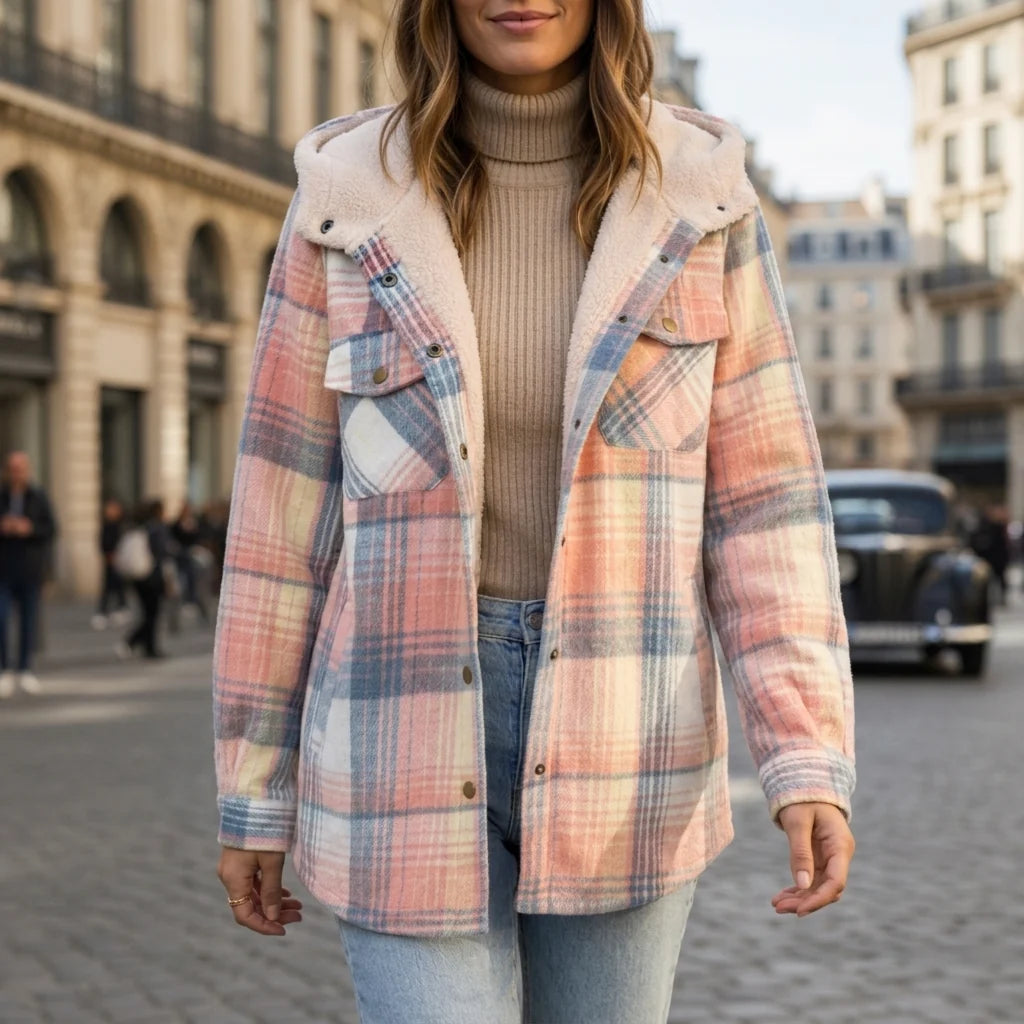 Chaqueta con Capucha de Tejido a Cuadros – Diseño Clásico y Confortable 6