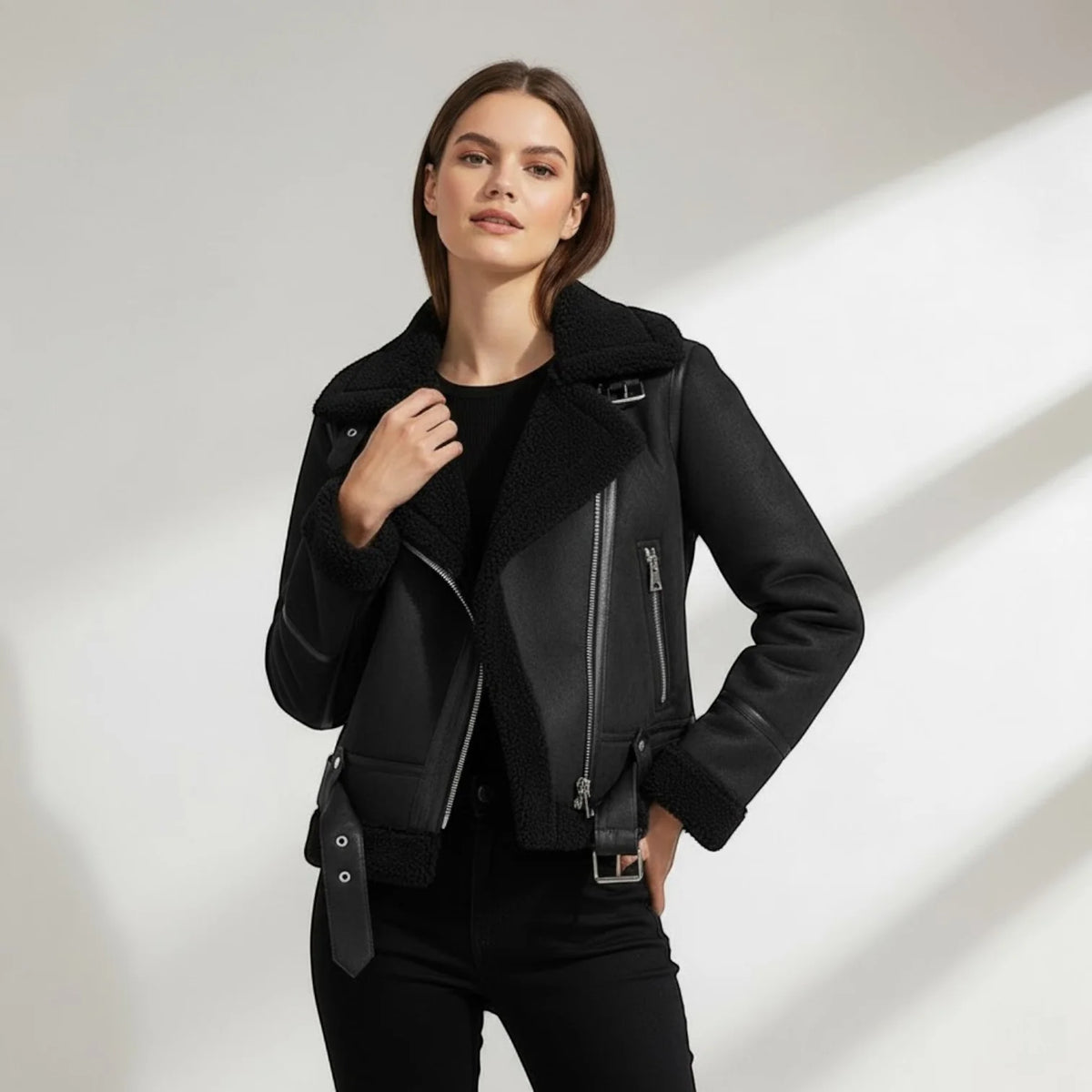 Chaqueta de Ante con Corte Estructurado y Forro Polar 4