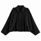 Chaqueta tipo ante sin modelo, solapa y cierre frontal, bolsillos, negro