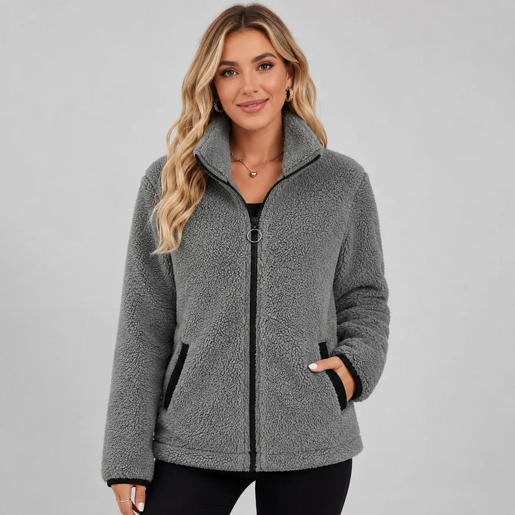 Chaqueta de Forro Polar con Cuello Alto y Bolsillos Profundos 0