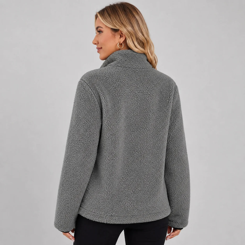 Chaqueta de Forro Polar con Cuello Alto y Bolsillos Profundos 1