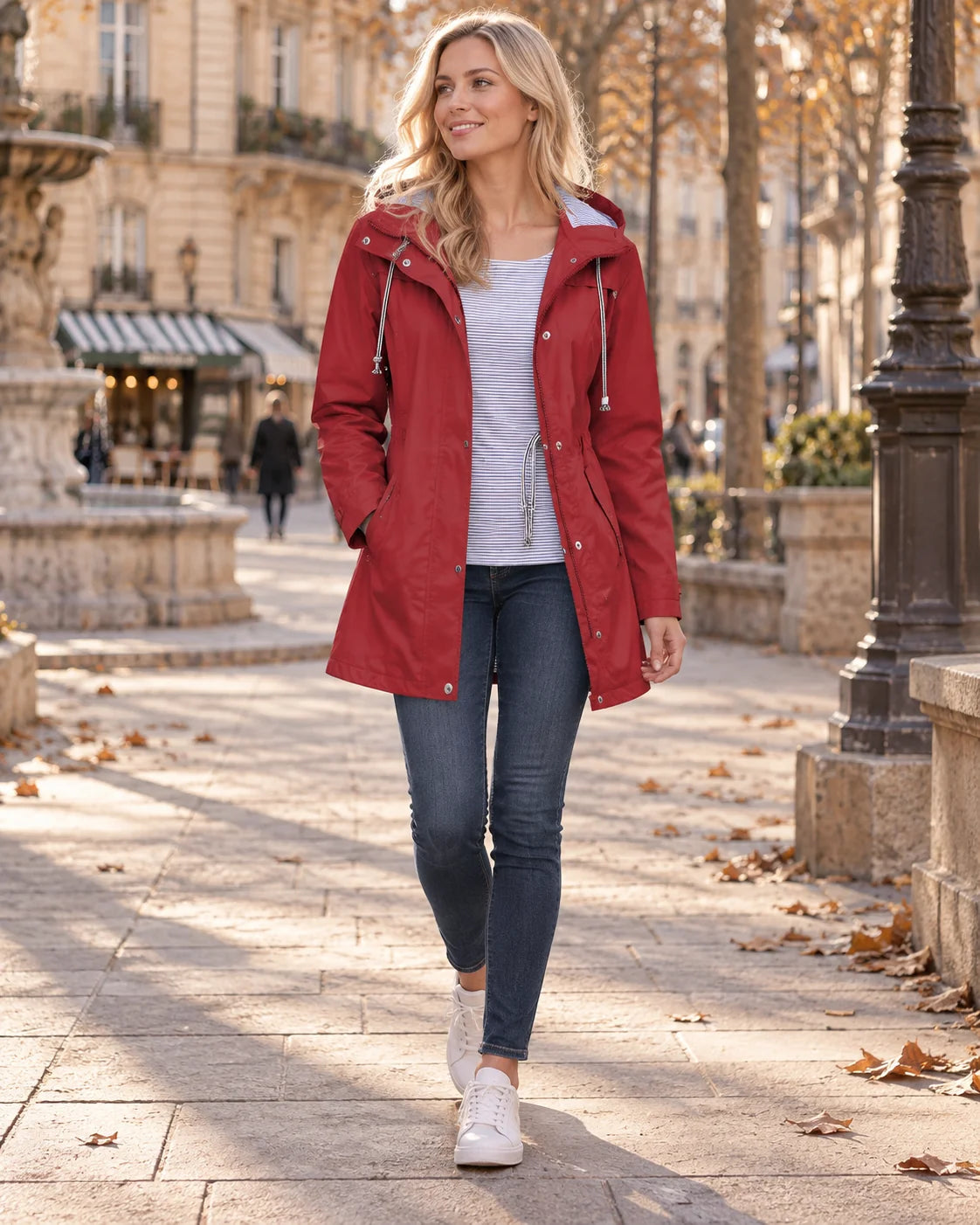 Chubasquero Impermeable con Capucha y Cintura Ajustable 1