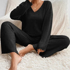 Conjunto de Punto Acanalado con Pantalón de Pierna Ancha 3