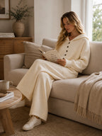 Conjunto de Punto con Cárdigan y Pantalón de Pierna Ancha 1