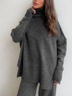 Conjunto de Punto con Cuello Alto y Pantalón Ancho 7
