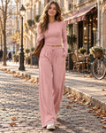 Conjunto de Top de Manga Larga y Pantalón Ancho 0