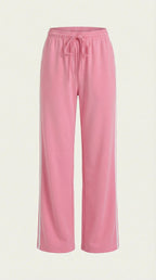 Roze wijde joggerbroek voor dames met elastische taille en zijstrepen