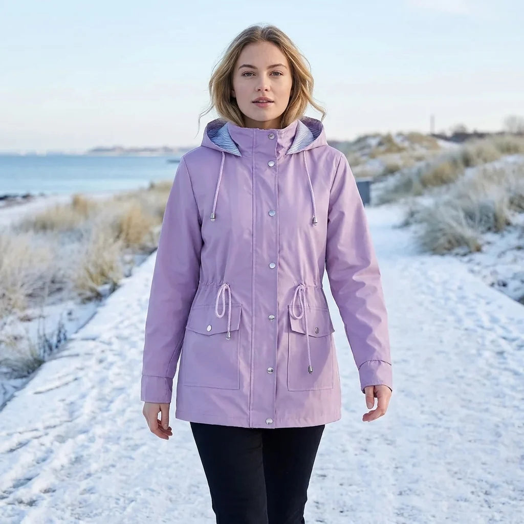 Gabardina Impermeable con Capucha y Cintura Ajustable 1