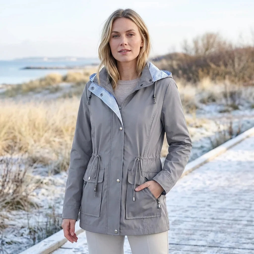 Gabardina Impermeable con Capucha y Cintura Ajustable 4