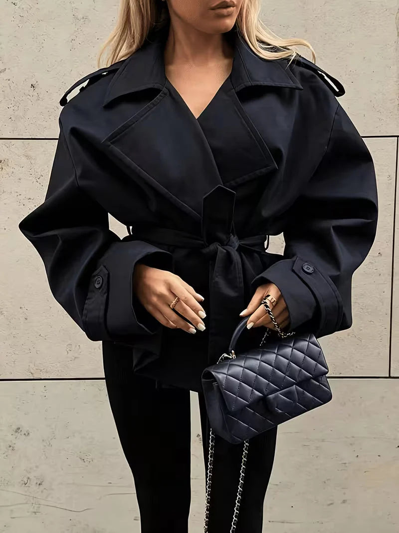 Gabardina Oversize con Cinturón y Solapas Anchas 0
