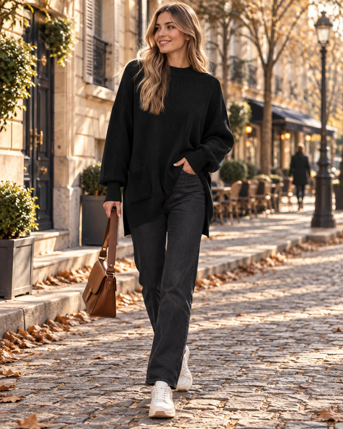 Jersey Oversize de Cuello Alto con Aberturas Laterales 0