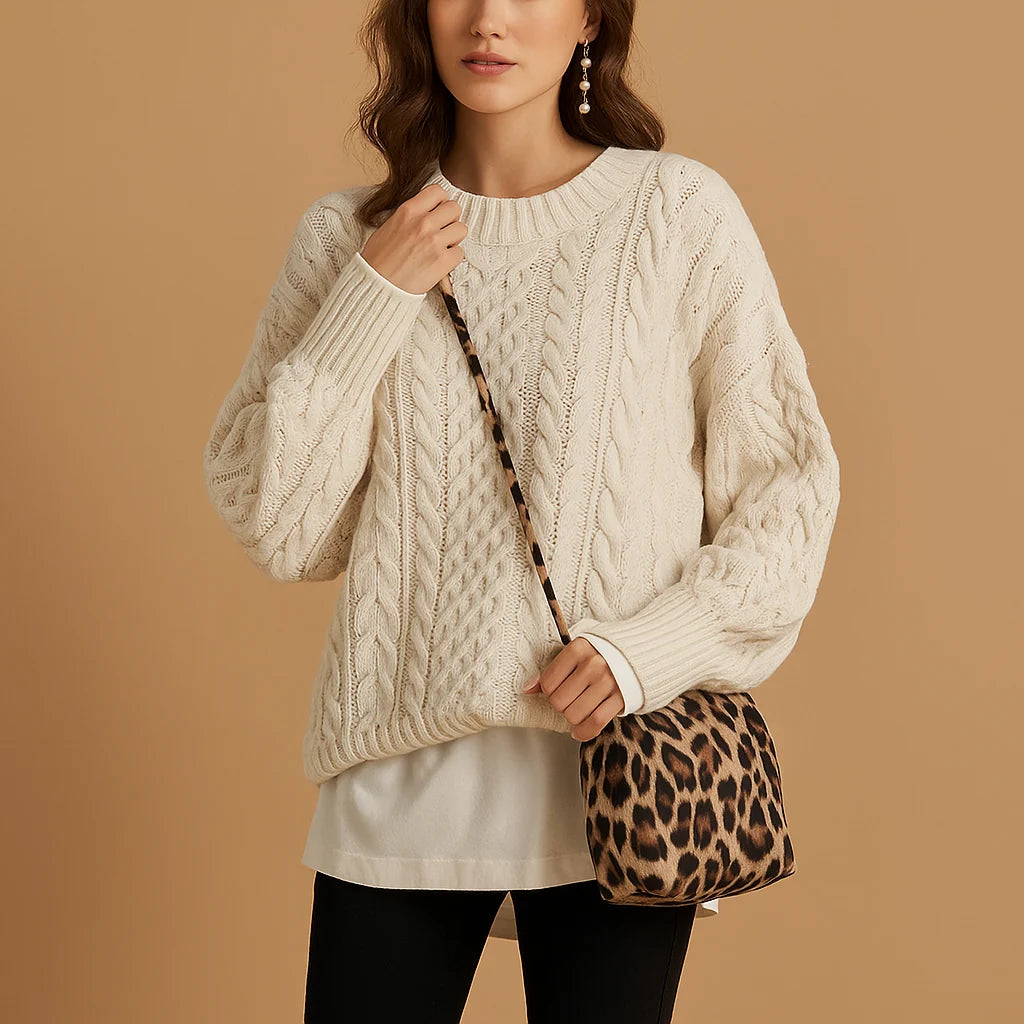 Jersey Oversize de Punto Grueso con Cuello Redondo 0