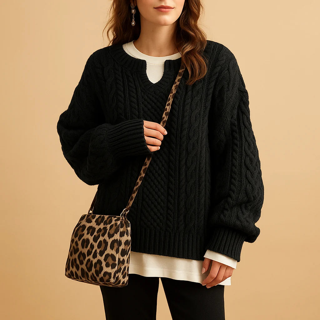 Jersey Oversize de Punto Grueso con Cuello Redondo 3