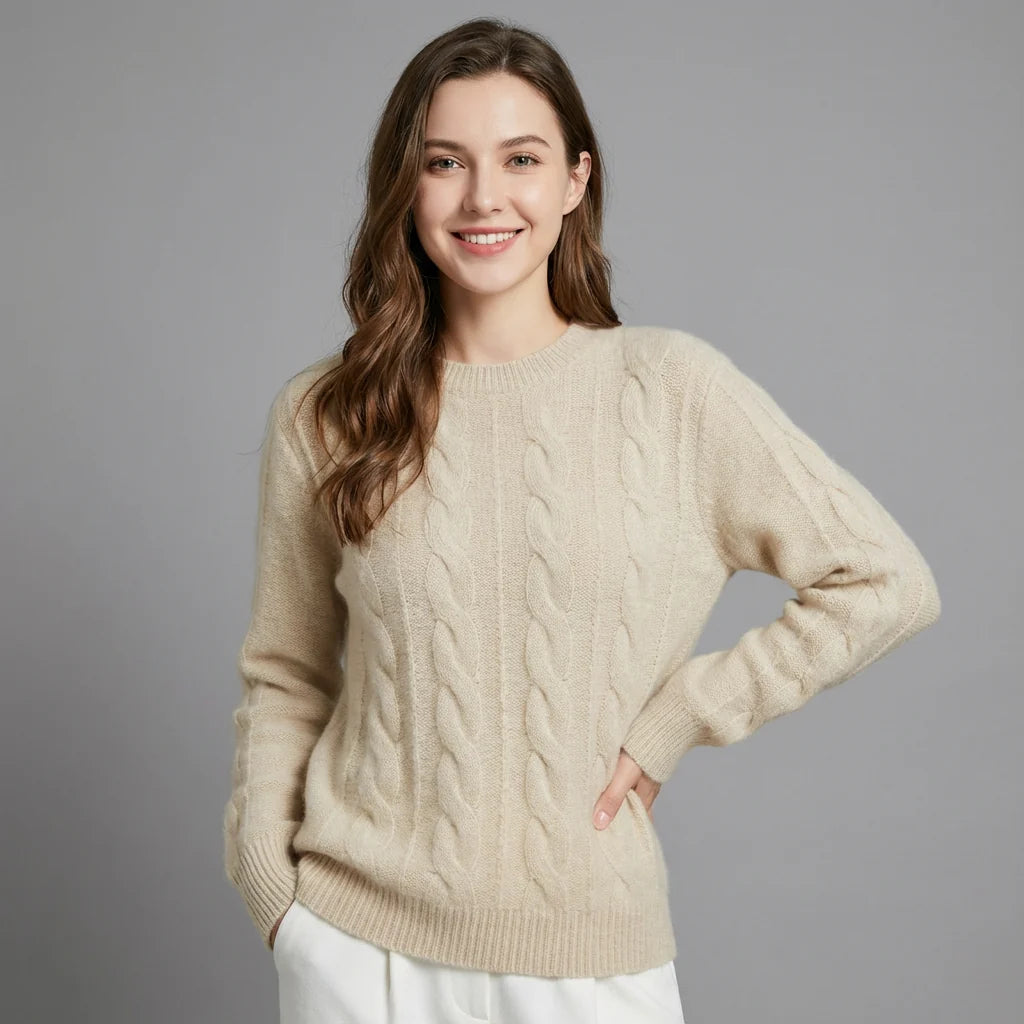 Jersey Oversize de Punto Trenzado con Mezcla de Lana 0