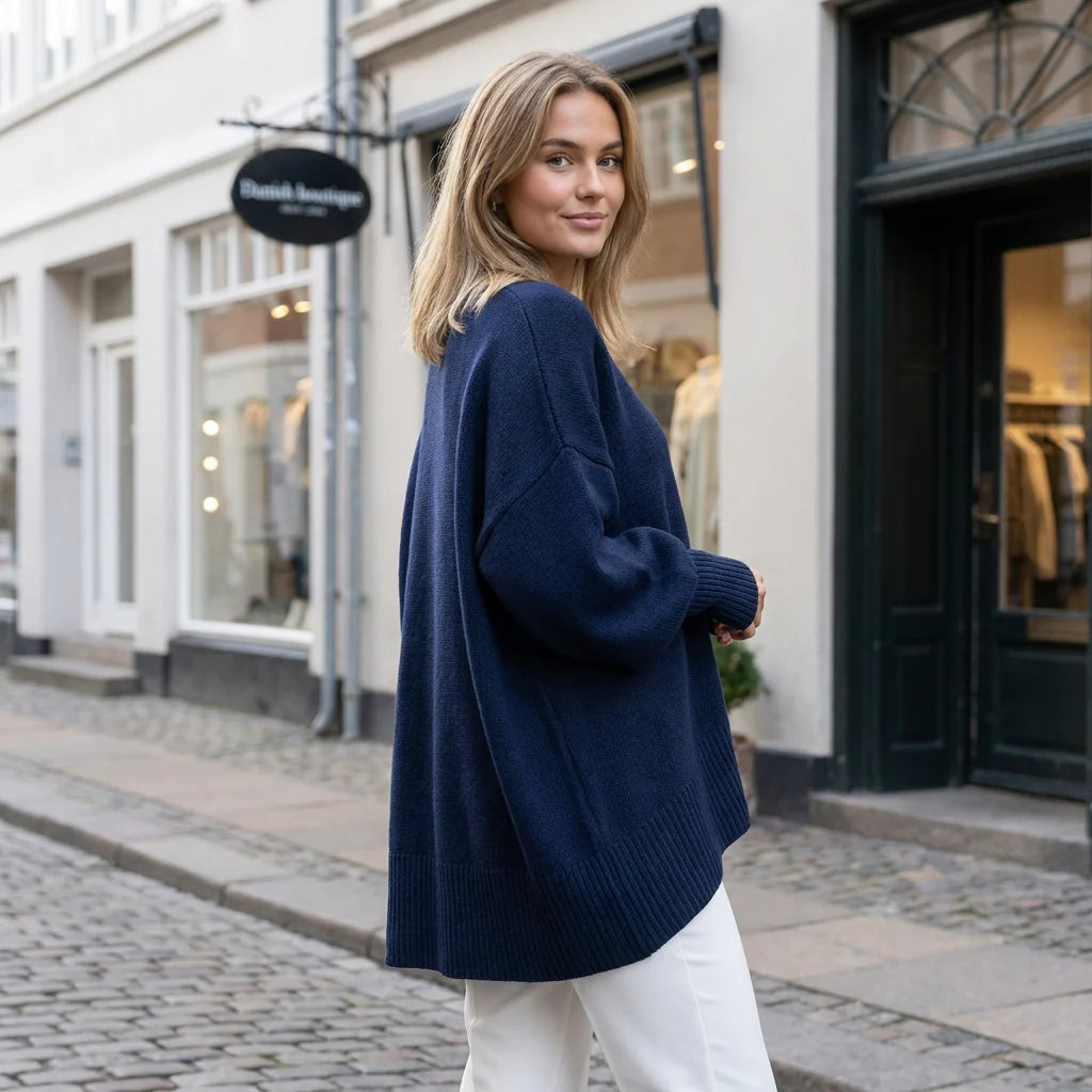Jersey Oversize para Mujer con Punto Drapeado y Bajo Asimétrico 7
