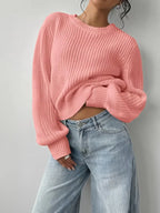 Jersey de Punto Gofrado con Cuello Redondo y Mangas Abullonadas 6