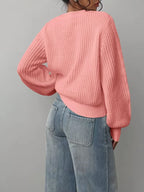 Jersey de Punto Gofrado con Cuello Redondo y Mangas Abullonadas 7