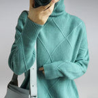 Jersey de Punto Oversize con Cuello Alto y Textura de Diamante 5