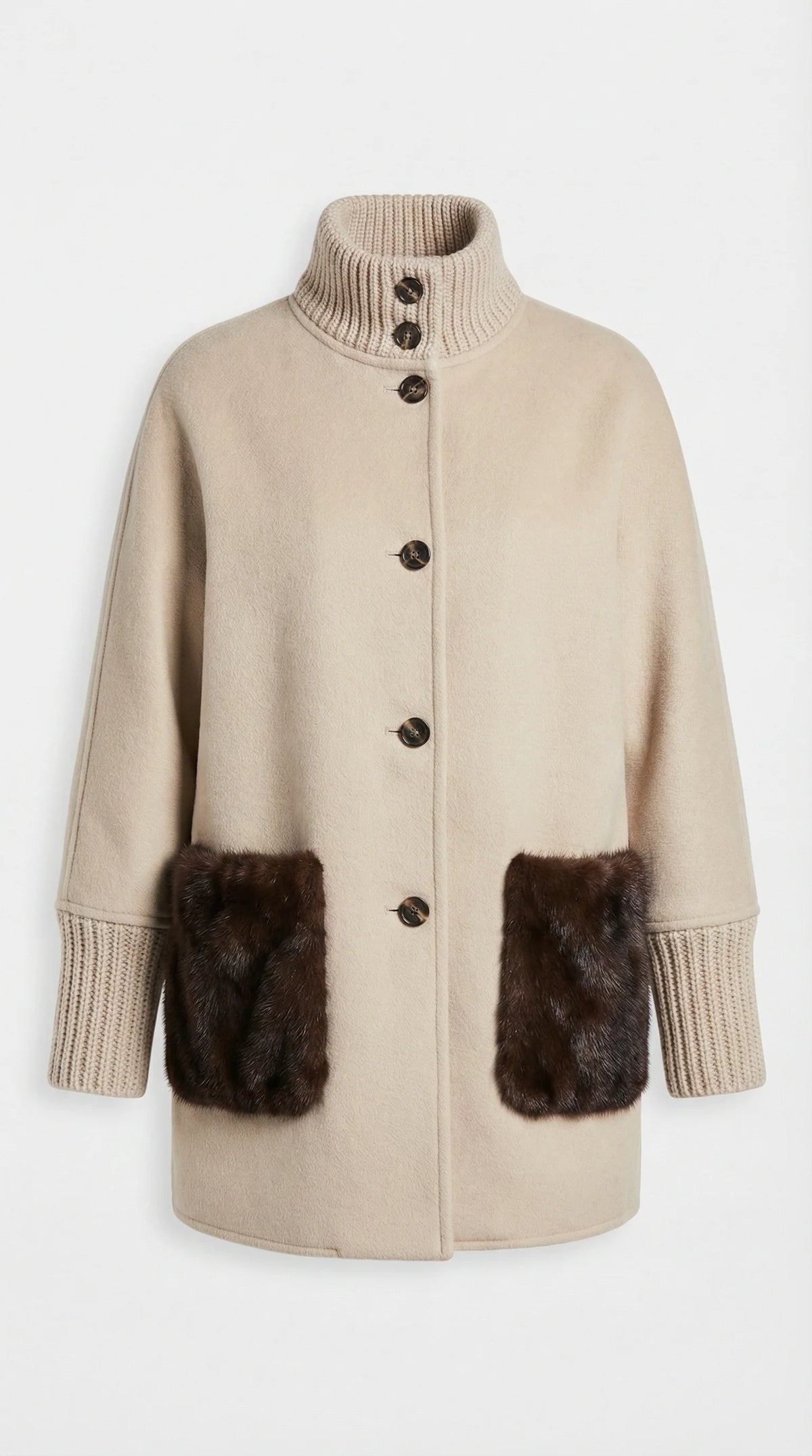 Jersey de Punto con Cuello Alto y Bolsillos de Piel Vegana 4