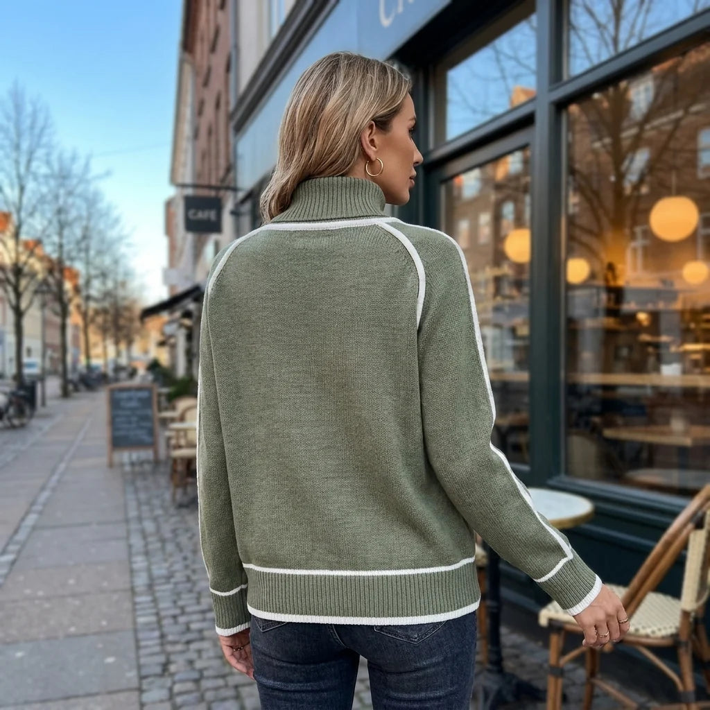 Jersey de Punto con Cuello Alto y Detalles en Contraste 3