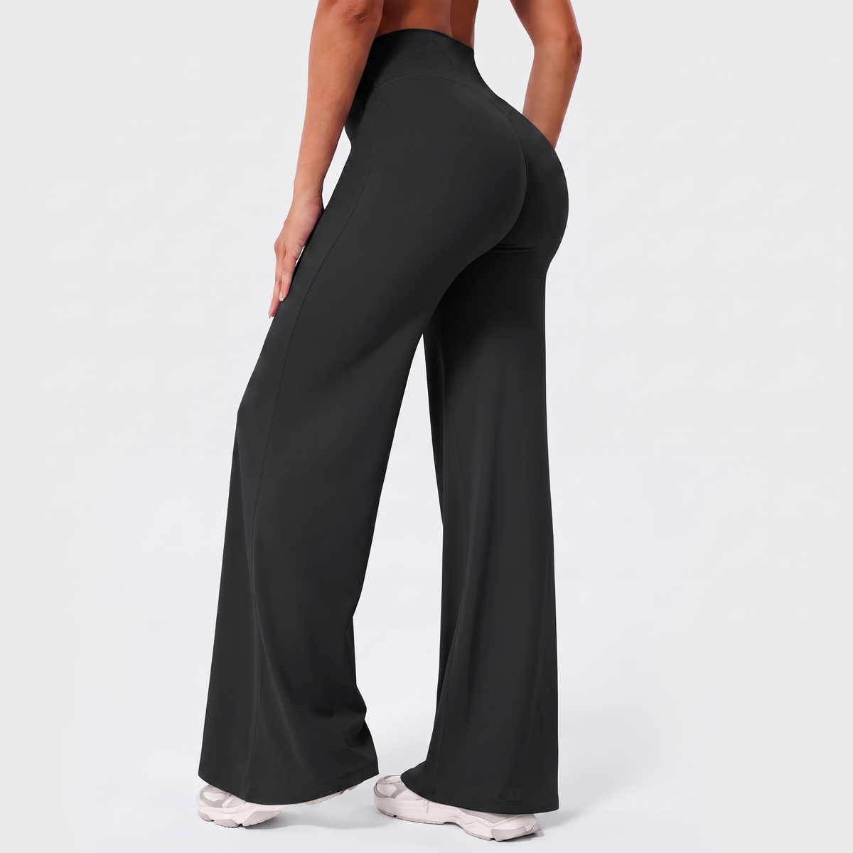 Leggings de pierna recta de cintura alta color negro