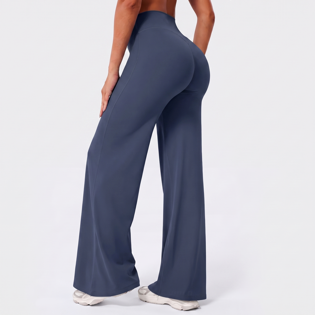 Leggings de pierna recta de cintura alta color azul marino