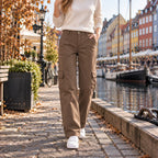 Pantalón Cargo de Mezclilla con Múltiples Bolsillos y Cintura Alta 0