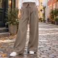 Pantalón de Pierna Ancha con Cintura Alta y Cordón Ajustable 0
