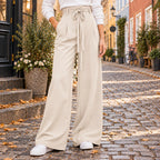 Pantalón de Pierna Ancha con Cintura Alta y Cordón Ajustable 4