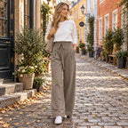 Pantalón de Pierna Ancha con Cintura Alta y Cordón Ajustable 6