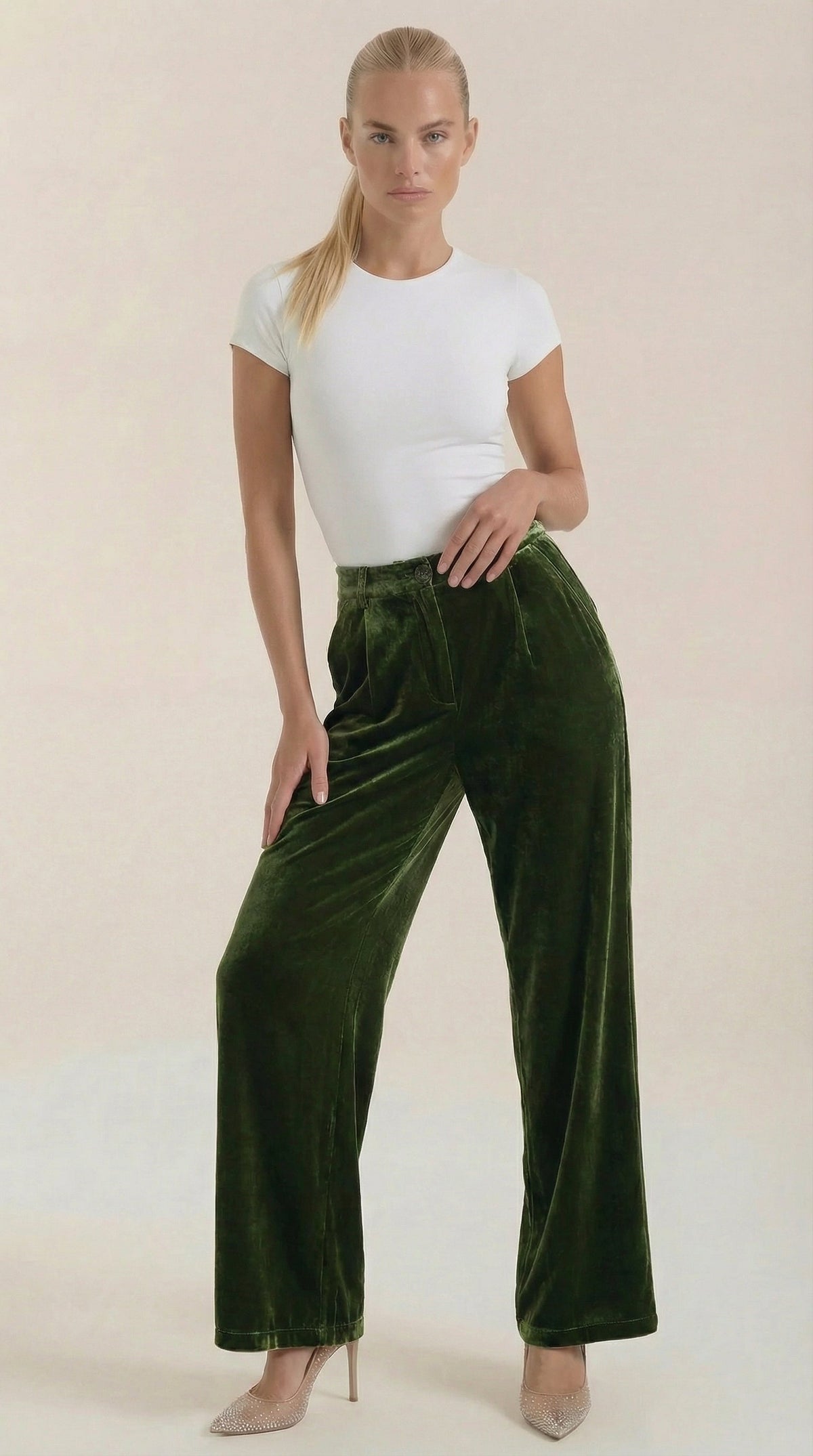 Pantalón de Terciopelo de Pierna Ancha para Mujer – Elegancia Fluida, Comodidad Todo el Día 0