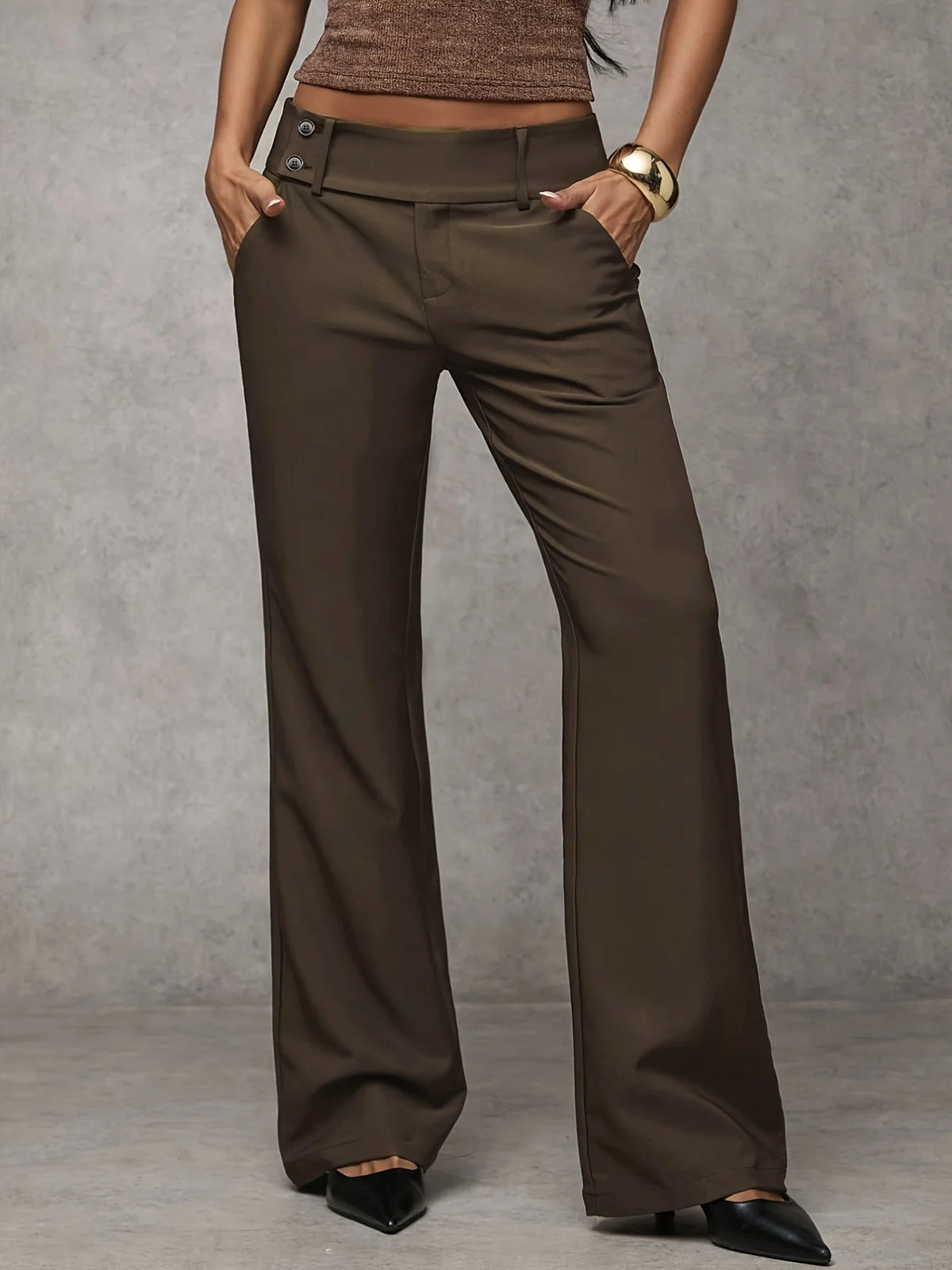 Pantalones Palazzo de Cintura Alta y Corte Fluido 4