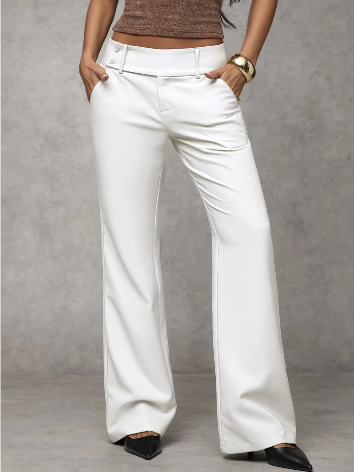Pantalones Palazzo de Cintura Alta y Corte Fluido 7
